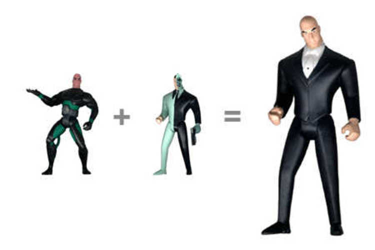 Armored Lex Luthor + Two-Face = suited Lex Luthor