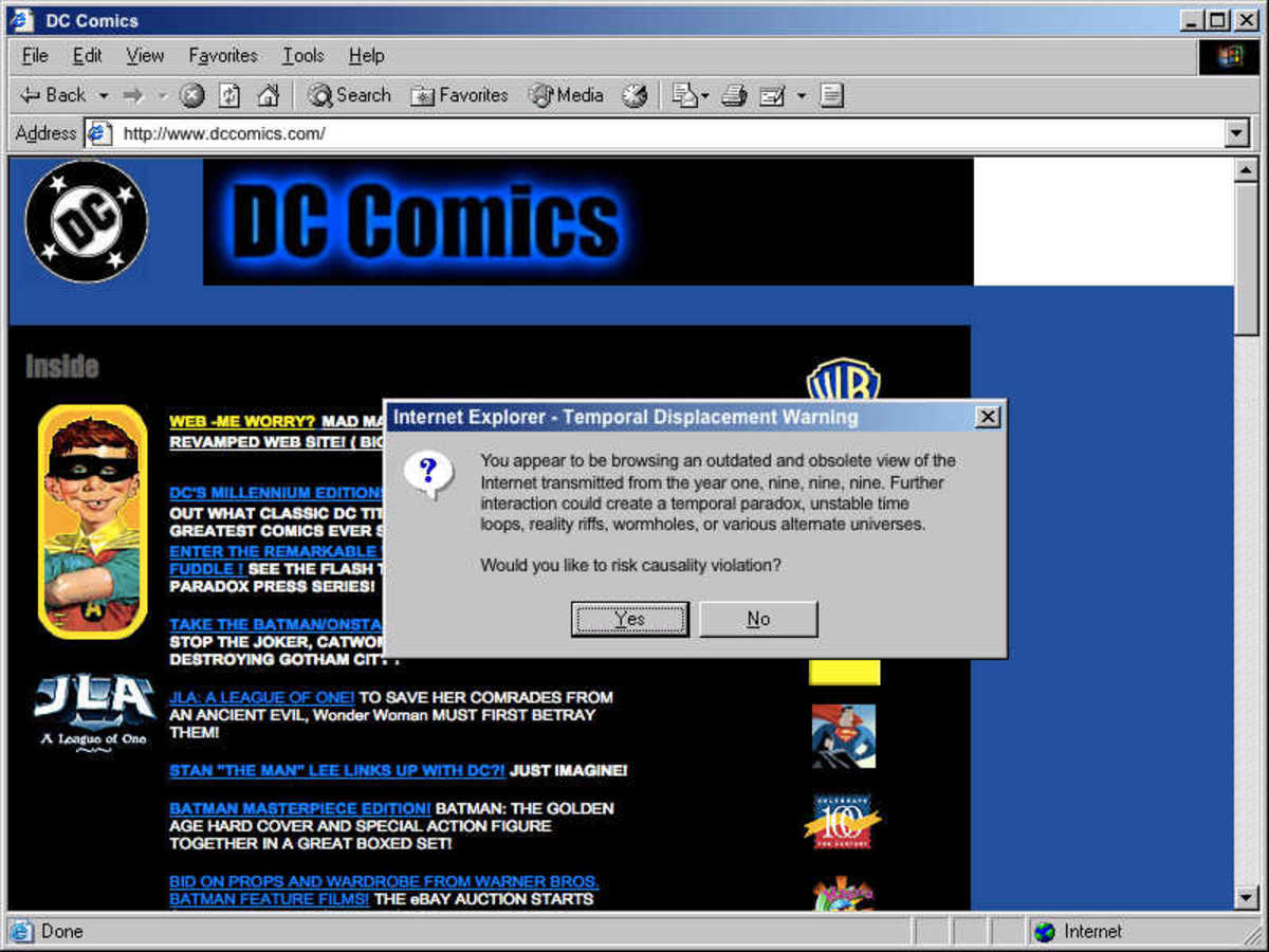 90's style DC Comics home page