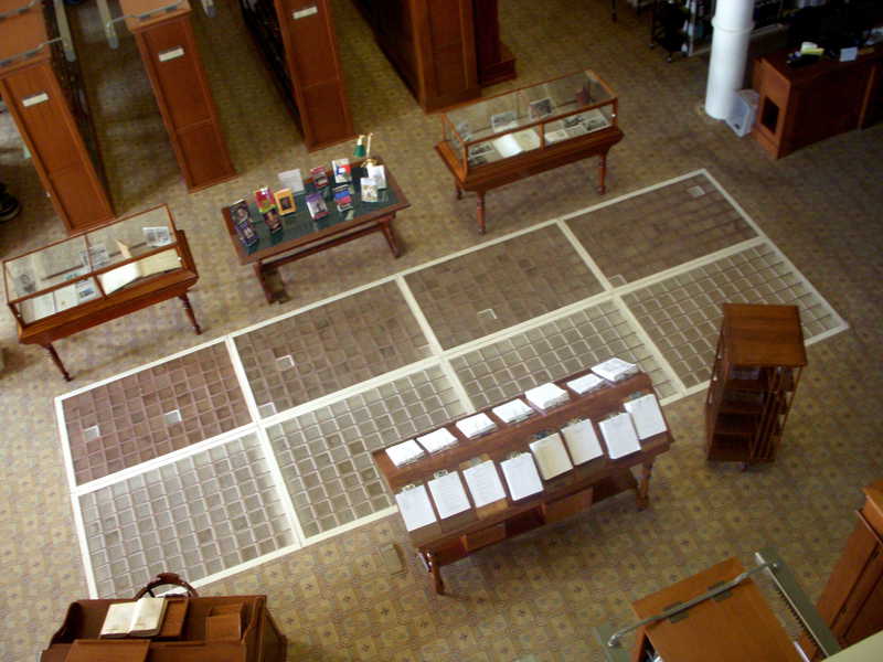 Photo of a library as seen from above