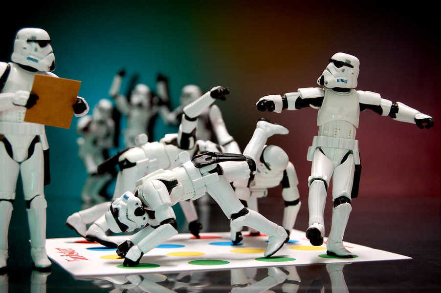 Photo of stormtroopers playing Twister on the Death Star