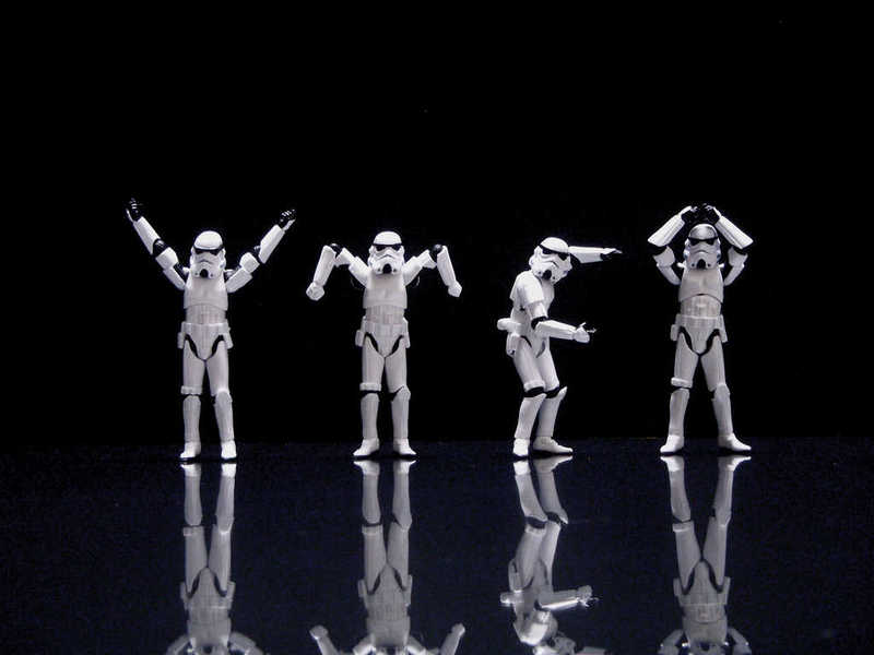 Photo of stormtroopers spelling out YMCA