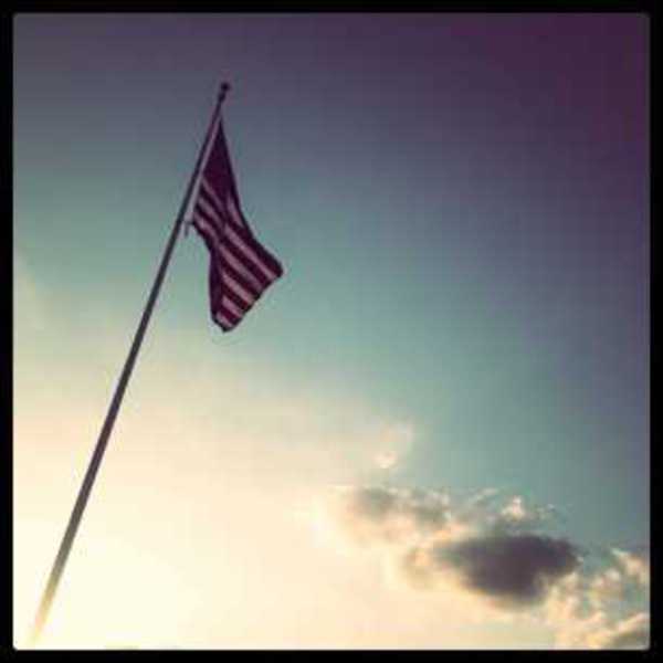 Photo of a US flag waving