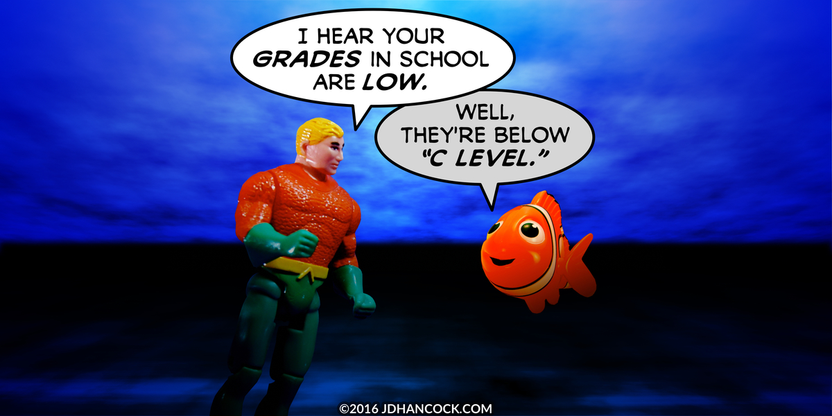 PopFig toy comic with Aquaman and Nemo.