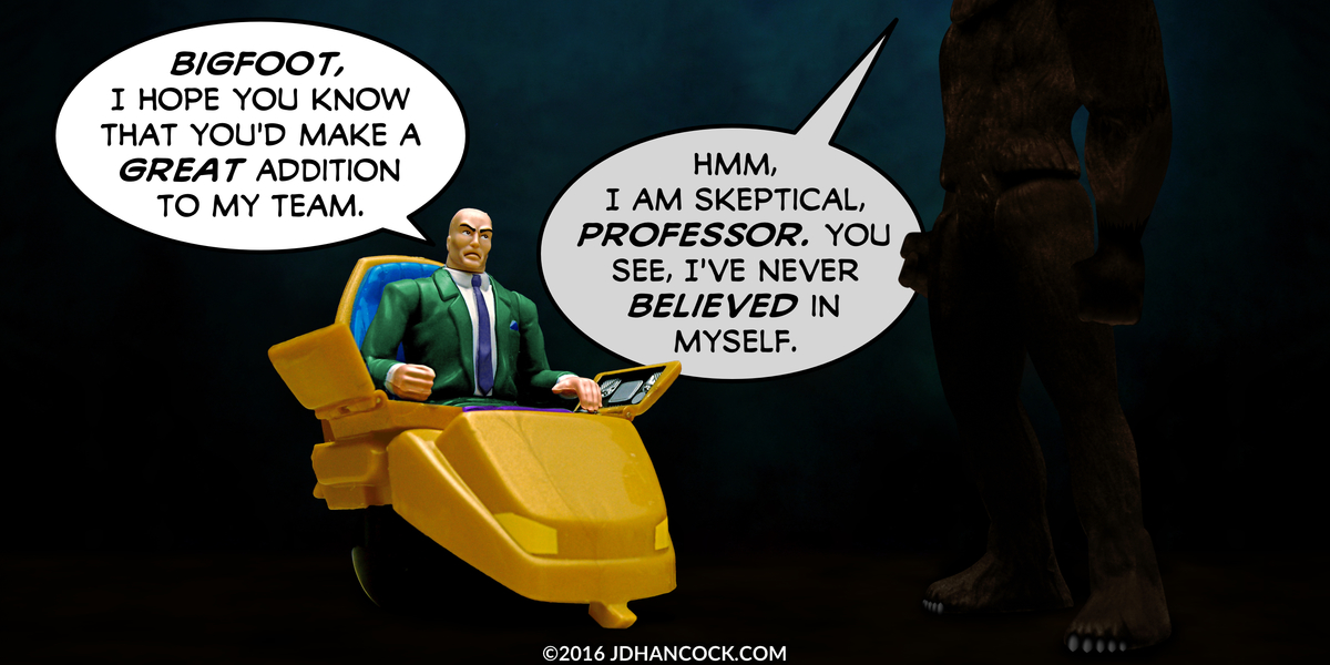 PopFig toy comic with Professor X and Bigfoot.