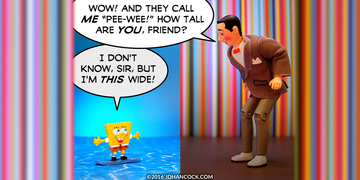 PopFig toy comic with SpongeBob SquarePants and Pee-Wee Herman.