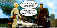 PopFig toy comic with Doc Brown and The Doctor.