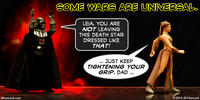PopFig toy comic with Darth Vader shouting at 'slave girl' Leia.