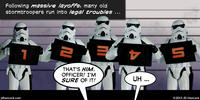PopFig toy comic with a line-up of five identical stormtroopers.