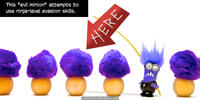 PopFig toy comic with an evil purple minion.