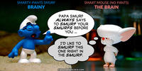 PopFig toy comic with Brainy Smurf and the Brain.