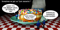 PopFig toy comic with police officers examining a giant donut.
