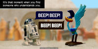 PopFig toy comic with R2-D2 and Road Runner.