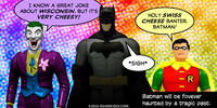 PopFig toy comic with Batman, Robin, and Joker.
