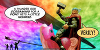 PopFig toy comic with Thor and My Little Pony Wysteria.