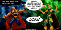 PopFig toy comic with Thor and Loki.