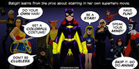 PopFig toy comic with Batgirl and friends.
