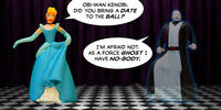 PopFig toy comic with Cinderella and Obi-Wan Kenobi.