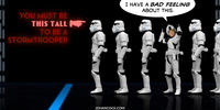 PopFig toy comic with a line of stormtroopers.