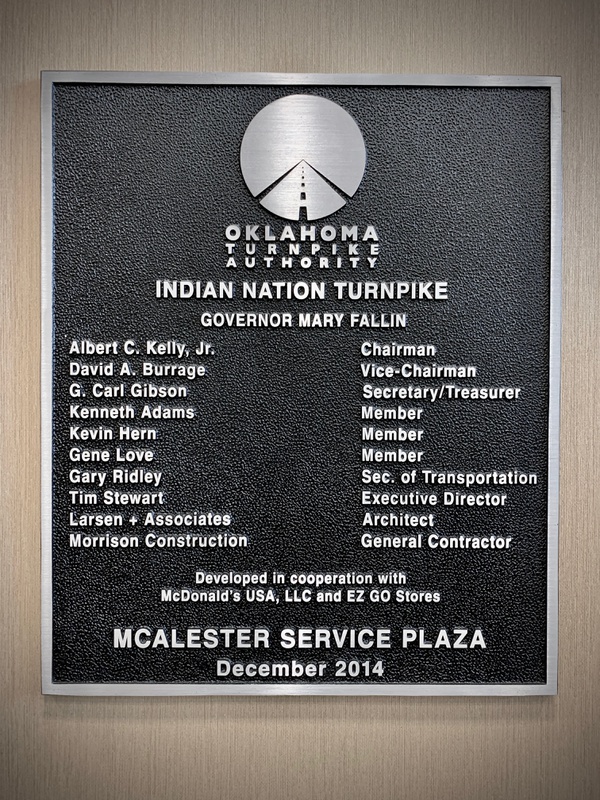 McAlester Service Plaza Plaque